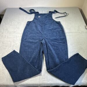 Y2k 2000s Lucy and Yak Corduroy Overall Jumpsuit USA SZ 10L Bolier Blue Straight